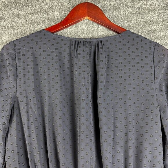 J Crew Dress Womens 2 Clip Dot Tulip Hem Navy Blue Lined Pullover Long Sleeve - Picture 9 of 10